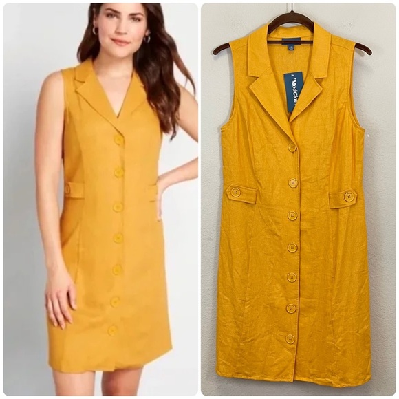 NWT ModCloth Orange Linen Blend Coasting‎ Along Shirt Mini Dress Size 6 - Picture 8 of 8
